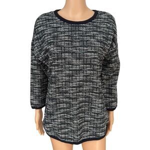 Max Studio Knit Tweed Drop Shoulder Sweater top cotton blend size M